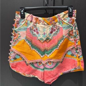 Zara High Waist Pink and Orange Shorts